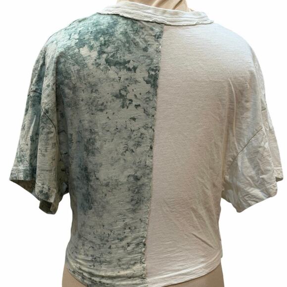 Real Fun Wow T-Shirt Green White Tie Dye Graphic Size S Anthropologie Exclusive - Picture 9 of 10